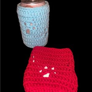Hand Crafted Paw Print Crochet Can cozy water bottle or Tumbler Sleeves choose 1